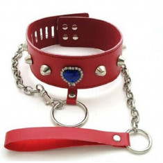 Neck Collar Zgarda cu Lesa Bondage BDSM Reglabila Slave Rosu Red foto