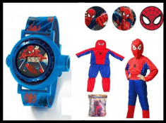 COSTUM COMPLET SPIDERMAN-EROUL INDRAGIT AL TUTUROR+CEAS PROIECTOR SPIDERMAN.NOU. foto