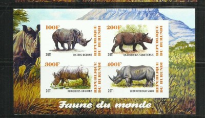 F 77 FAUNA - BURUNDI - BLOC NESTAMPILAT NEDANTELAT MNH foto