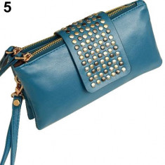 Portofel / Plic / Clutch - Dama Fashion - Din Piele si Incapator - ALBASTRU foto