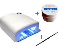 Lampa UV 36W + 4 neoane + Gel+ Pensula aplicare gel foto