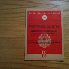 DECRET pentru ARBITRAJUL DE STAT * Normele Generale - Editura de Stat, 1950, 29p
