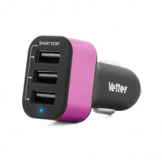 Incarcator auto universal Ipad 5.1A 3 Porturi USB Fuchsia Vetter Original foto