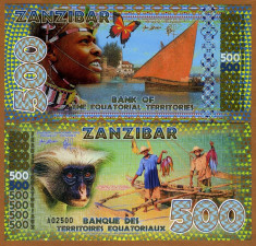 TERITORIUL ECUATORIAL- ZANZIBAR- 500 FRANCS 2015- POLYMER- UNC!! foto