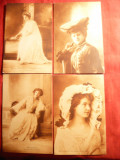 Set 4 Actrite Franta 1900 : Anita , Corvin , Geniat ,Choinska, Necirculata, Fotografie