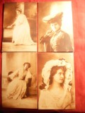 Set 4 Actrite Franta 1900 : Anita , Corvin , Geniat ,Choinska, Necirculata, Fotografie