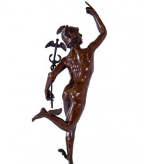 HERMES - STATUETA DIN BRONZ PE SOCLU DIN MARMURA BT287 foto