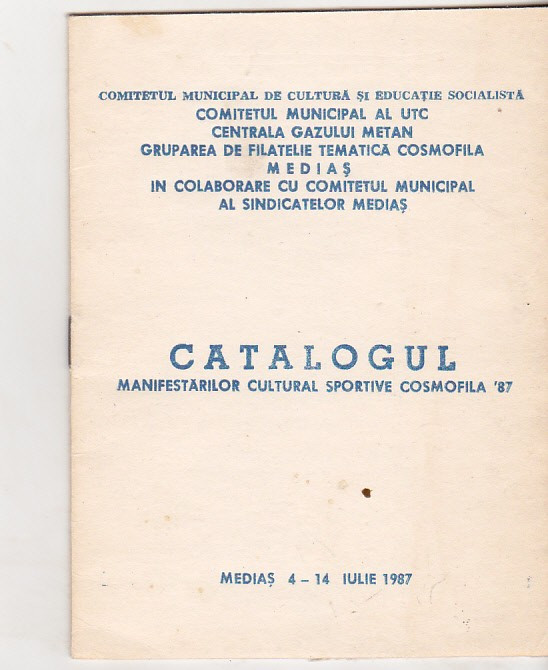 bnk div - Catalogul expozitiei filatelice Cosmofila `87 Medias