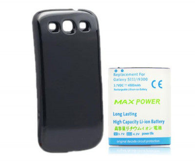Baterie extinsa 4500mAh capac negru pt Samsung Galaxy S3 i9300 s3 neo foto