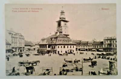 CP BRASOV BRASSO PIATA FERENCZ JOZSEF TER PRIMARIA MULTE PERSONAJE APROX 1910 foto