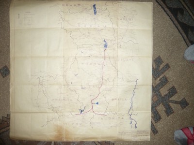 Harta Derivatiei Hidrologice Siret-Baragan ,+Acumulari - Proiect ISPH anii &amp;#039;60 foto