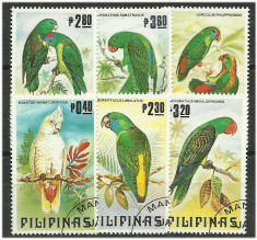 Filipine 1984 - papagali, serie stampilata foto