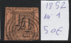 Thurn and Taxis - State Germane 1852, Mi nr 1 - stampilat foto