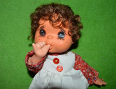 Papusa veche anii &amp;#039;70, Sekiguchi Gege Monchhichi (isi suge degetul), 25cm foto