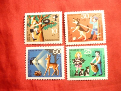Serie - Protectia Animalelor- Educatie tineret 1972 , RFG-Berlin , 4 val. foto