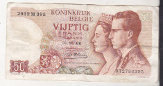 bnk bn Belgia 50 franci 1966 circulata foto