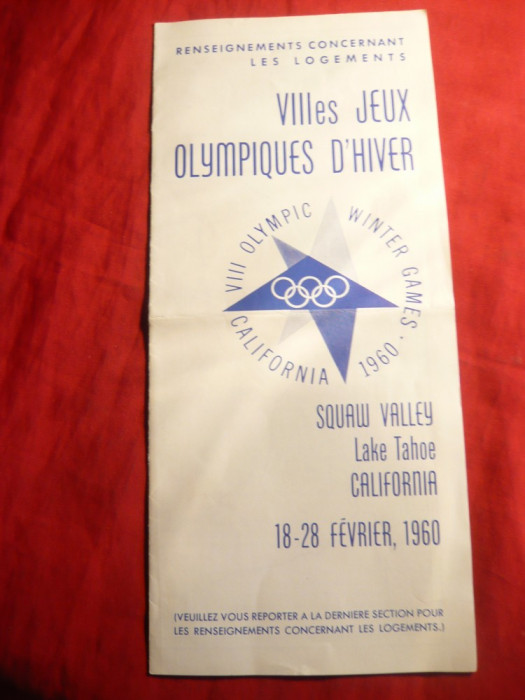 Brosura cu oferte cazare in Satul Olimpic de Iarna California 1960 , cu2 harti