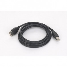 Cablu de date prelungitor USB2.0 A tata la USB A mama, calitate premium, lungime cablu: 3m, bulk, Negru, GEMBIRD (CCP-USB2-AMAF-10) foto