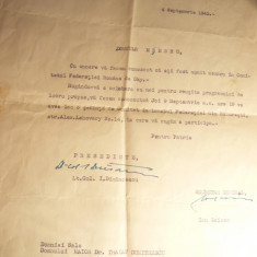 Adresa Fed.Romane Sky ,Pres.I.Dimancescu ,- numire Dr.Dumitrescu in Comitet 1943