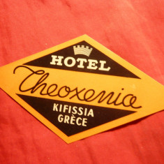 Vigneta Reclama Turistica -Hotel Cheoxenia Grecia ,adeziv 7,2x12,1 cm