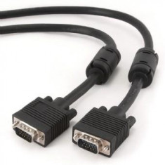 Cablu monitor VGA, conectori DSub 15-pin tata-tata, dublu ecranat, lungime cablu: 1.8m, miez ferita, retail, Negru, GEMBIRD (CC-PPVGA-6B) foto