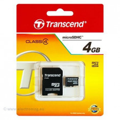 MICRO SD CARD 4GB CU ADAPTOR TRANSCEND foto