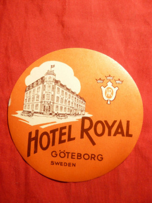 Vigneta Reclama Turistica - Hotel Royal-Goteborg -Suedia,adeziv d =12,5 cm foto