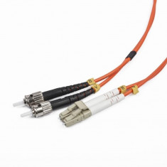 Cablu Fibra Optica, conectori LC-ST, lungime cablu 5m, duplex multimode, bulk, Portocaliu-negru-alb, GEMBIRD (CFO-LCST-OM2-5M) foto