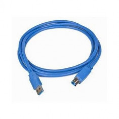 Cablu de date USB3.0 A tata la USB B tata, lungime cablu: 3m, bulk, Albastru, GEMBIRD (CCP-USB3-AMBM-10) foto