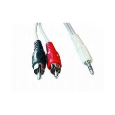 Cablu Audio stereo, conectori jack de 3.5mm la RCA, lungime cablu: 15m, bulk, Alb, GEMBIRD (CCA-458-15M) foto