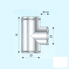 Teu 90 de grade pentru cosuri de fum izolate din inox Hi Line Plus - 400 x 300 mm foto