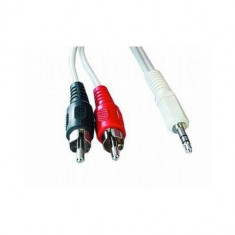 Cablu Audio stereo, conectori jack de 3.5mm la RCA, lungime cablu: 10m, bulk, Alb, GEMBIRD (CCA-458-10M) foto