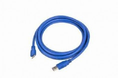 Cablu de date USB3.0 AM la micro USB BM, lungime cablu: 3m, bulk, Albastru, GEMBIRD (CCP-mUSB3-AMBM-10) foto