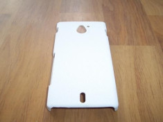 Husa tip capac spate alba (cu puncte) pentru telefon Sony Xperia Sola (MT27i) foto