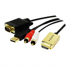 Adaptor Logilink HDMI - VGA + audio (T/T), alimentare USB, lungime cablu 2m (CV0052A) foto