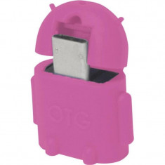 Adaptor OTG micro-USB la USB, (T/M), pink, Logilink (AA0065) foto