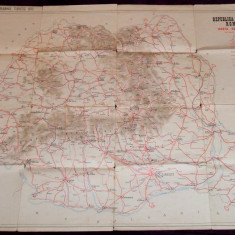 1973 Harta auto turistica RSR, format mare 57 x 76 cm, harti rutiere