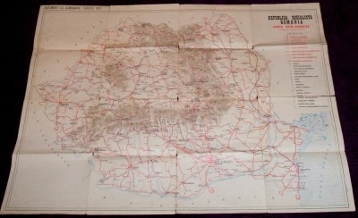 1973 Harta auto turistica RSR, format mare 57 x 76 cm, harti rutiere foto