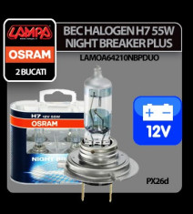 Bec Osram H7 55W PX26d 12V Night Breaker Plus 2buc - CRD-OS64210NBU-HCB foto