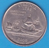 Moneda SUA Quarter Dollar 2000 Virginia, Lit. P - Numismatică SUA