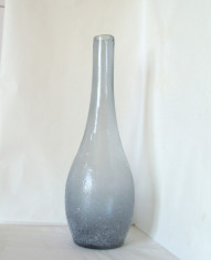Vaza (30 cm) cristal fumee, suflata manual si sablata partial - Studio Art Glass foto