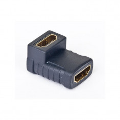 Adaptor HDMI 19-pini mama-mama, conector de 90grade, bulk, Negru, GEMBIRD (A-HDMI-FFL) foto