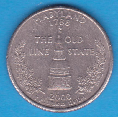 (M366) MONEDA SUA - QUARTER DOLLAR 2000, LIT. P - MARYLAND foto