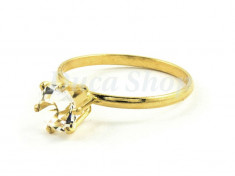 Inel Placat cu Aur 18k, model Solitaire, cod 679 foto