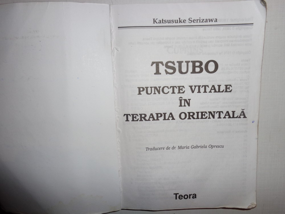 TSUBO PUNCTE VITALE IN TERAPIA ORIENTALA= KATSUSUKE SERIZAWA | arhiva  Okazii.ro