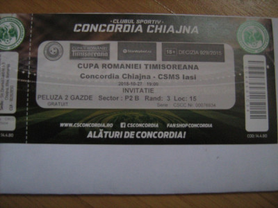 Concordia Chiajna - CSMS Iasi (27 octombrie 2015) / Bilet de meci Cupa Romaniei foto