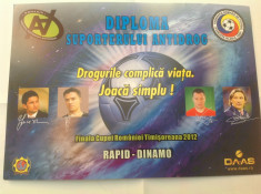 Diploma Rapid Bucuresti-Dinamo Bucuresti foto