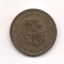 No(2) moneda- Spania - 1 Peseta 1953 foto