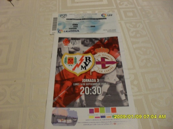 program+bilet Rayo Vallecano - La Coruna