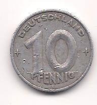 No(2) moneda- Germania DDR- 10 Pfennig 1949